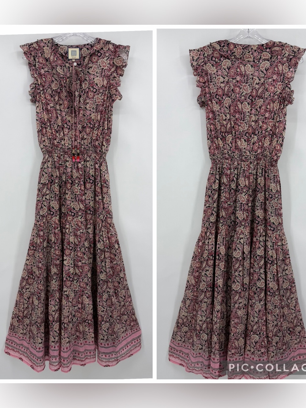 Bell by Alicia Bell Women's Tiffany Maxi Dress Silk Cotton Pink Black Size M